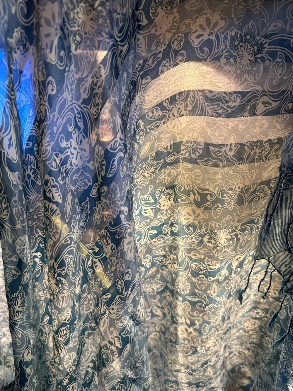 Light Blue Patterned 100% silk Scarf 🧣
